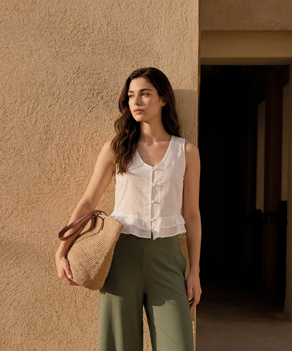 Blusa sisa con botonadura BLANCO