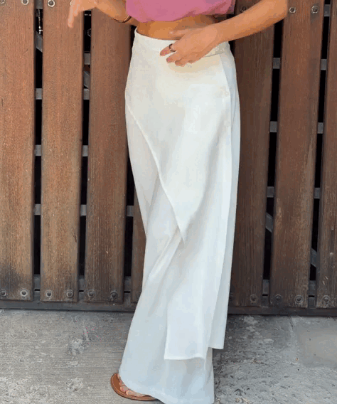 Pantalón con pareo asimétrico Blanco